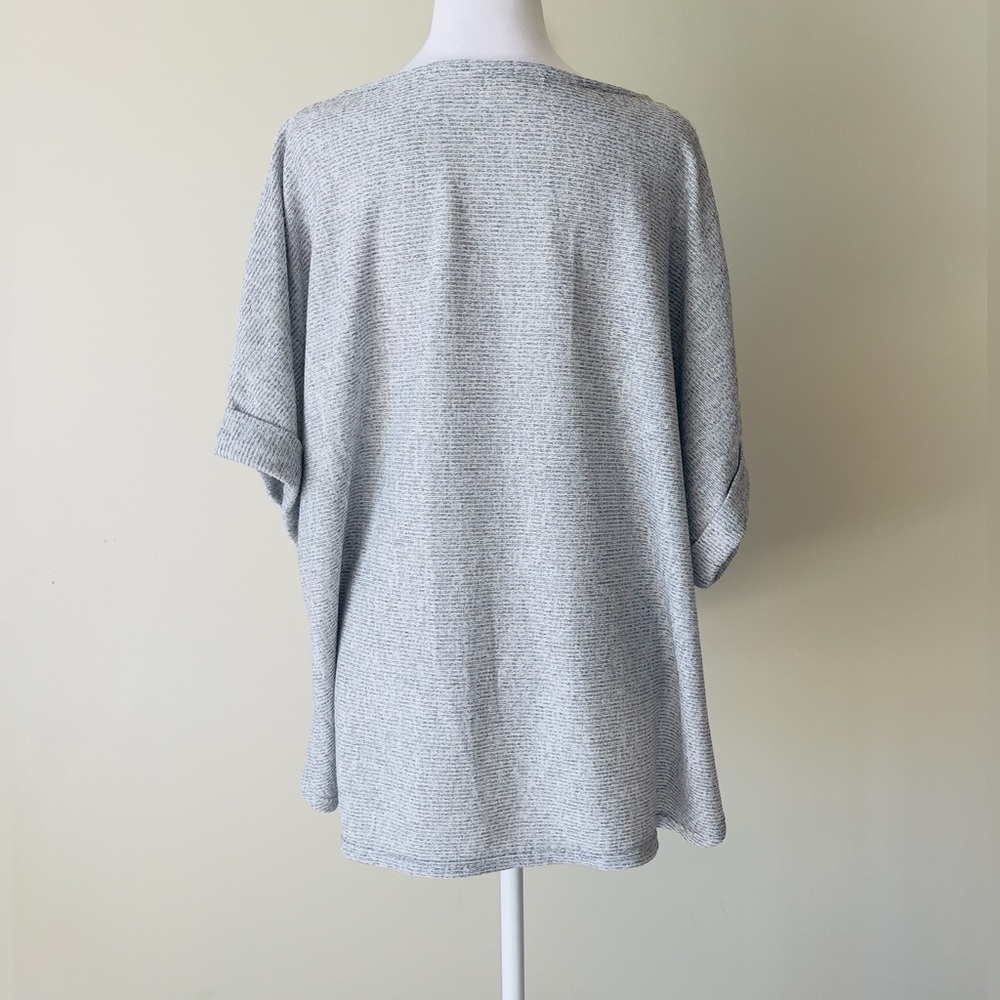 Max Studio Oat & Black Short Sleeve Boat Neck Soft Ribbed Knit Top NWOT Size 2X - Picture 6 of 8